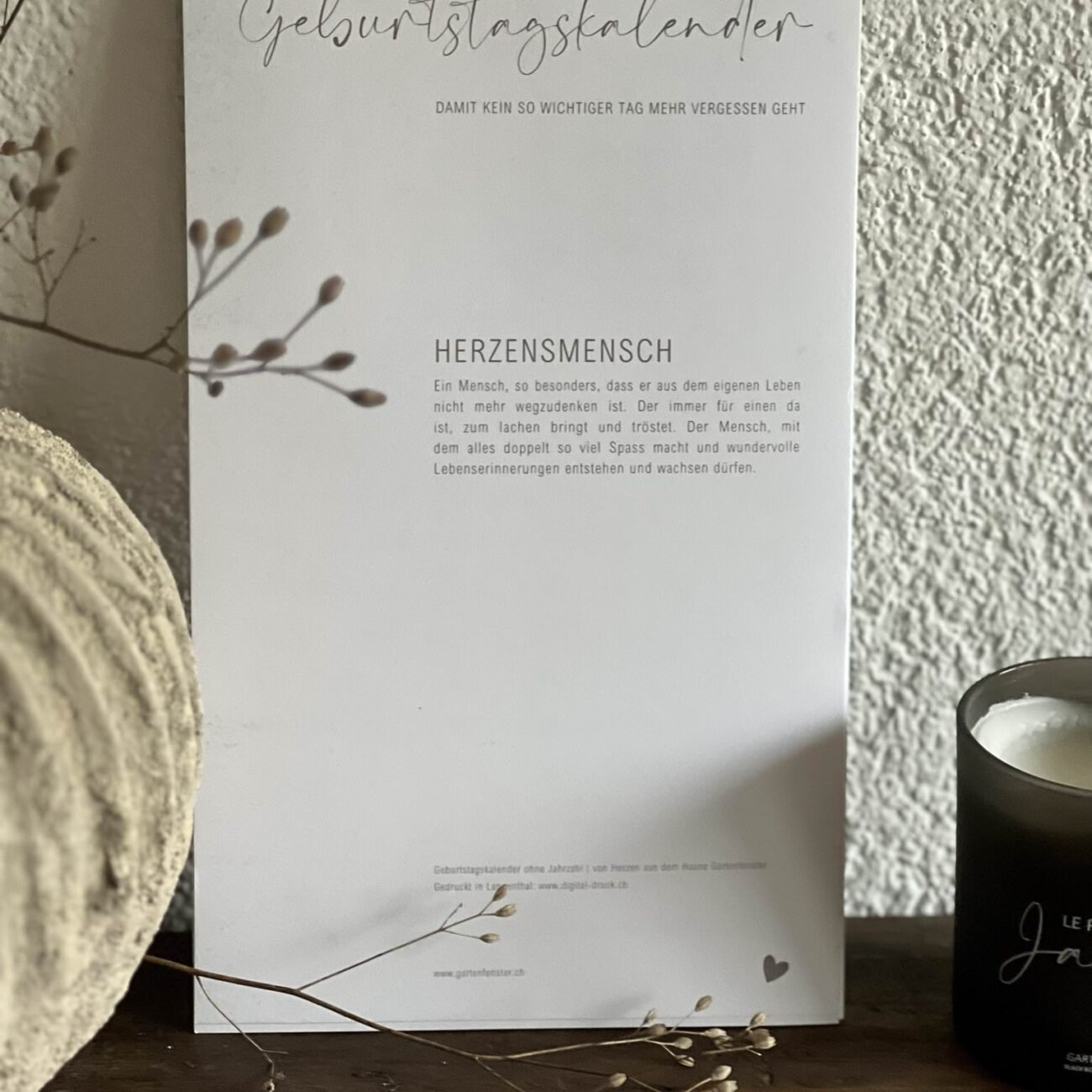 Gartenfenster Geburtstagskalender 30 x 17 Eigenlabel