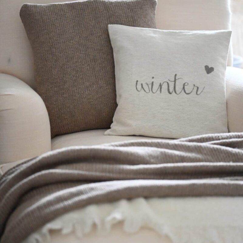 Gartenfenster "Winter" Kissen 40x40 cm  wollweiss/schlamm