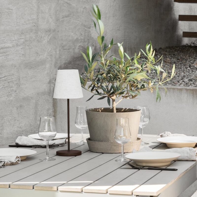 Textilschirm Tischlampe LED warm (In- und Outdoor) aufladbar via Magnetplatte USB