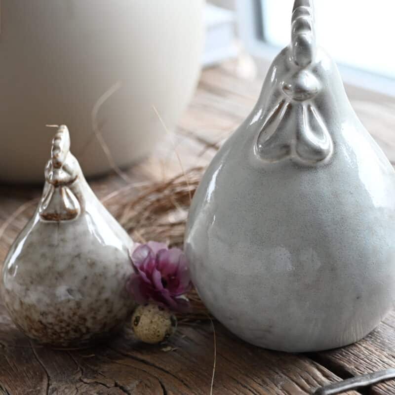 Huhn Keramik mit Unikatlasur, in 2 Grössen erhältlich